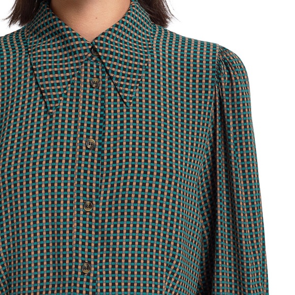 Ganni Shirt Dress with Balloon Sleeves - Picture 5 of 8